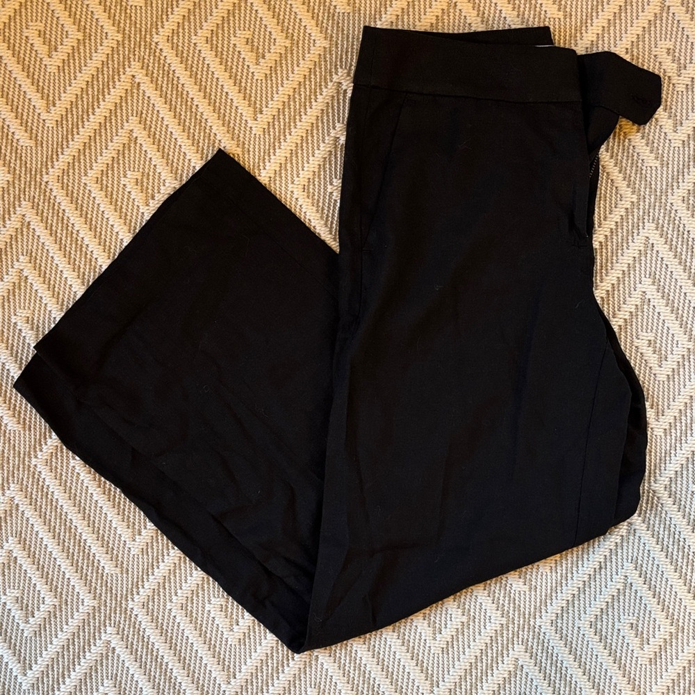 Loft Black Linen High Rise Wide Leg Cropped Pants NWT Size 2 Petite - Picture 3 of 7